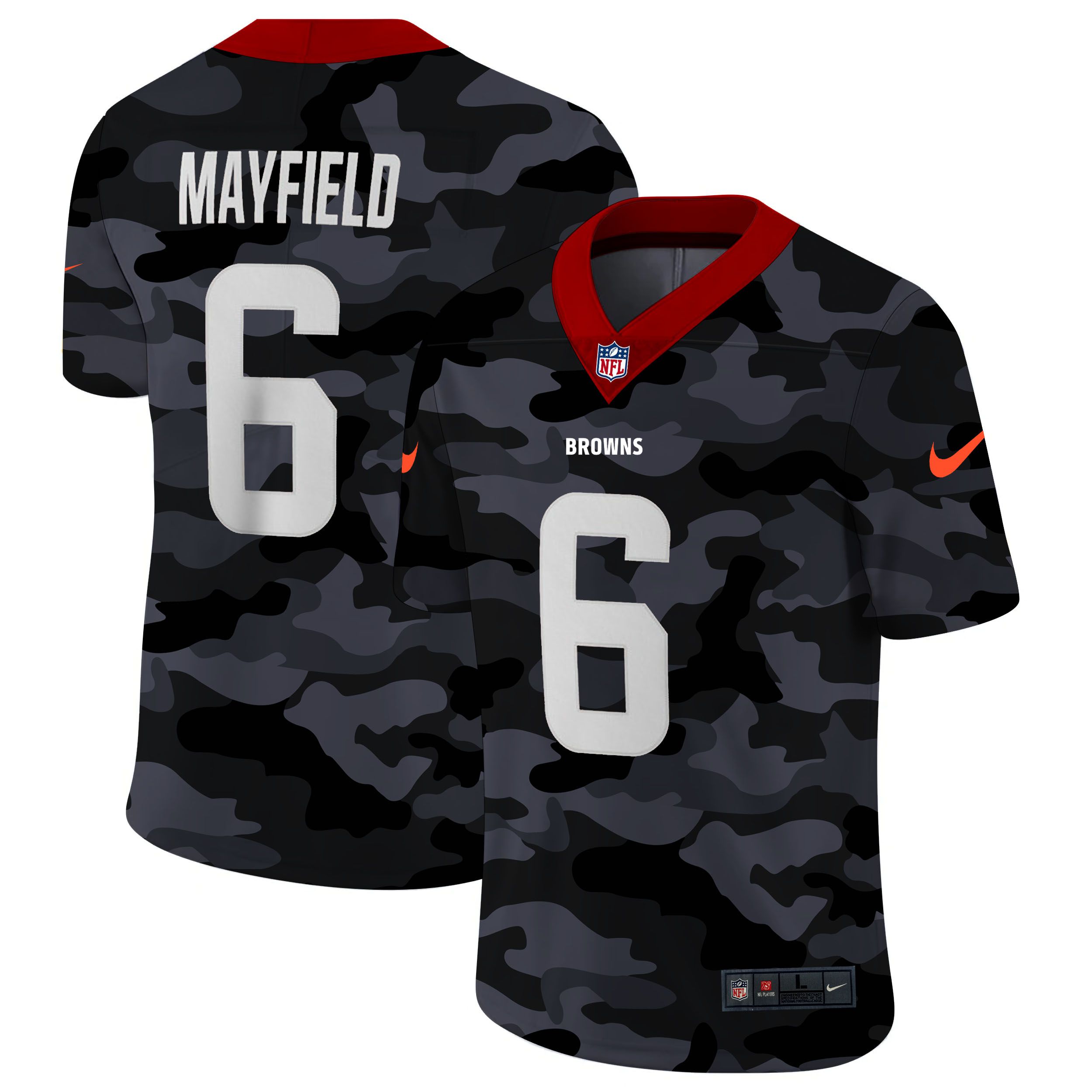 Men Cleveland Browns #6 Mayfield 2020 Nike Camo Salute to Service Limited NFL Jerseys